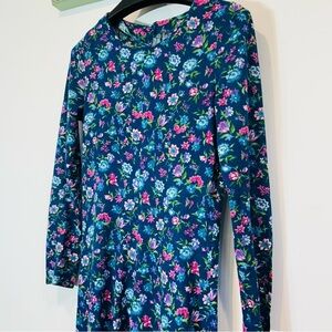Vintage 1970s handmade modest long sleeve maxi dress floral garden pink teal sma